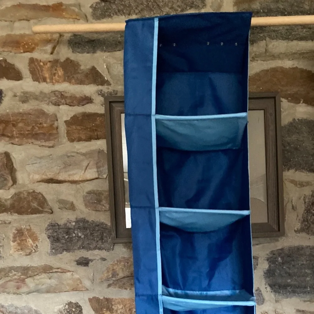 Hanging Shelf Closet organizer Blue shelving for Clothing Shoes Toys